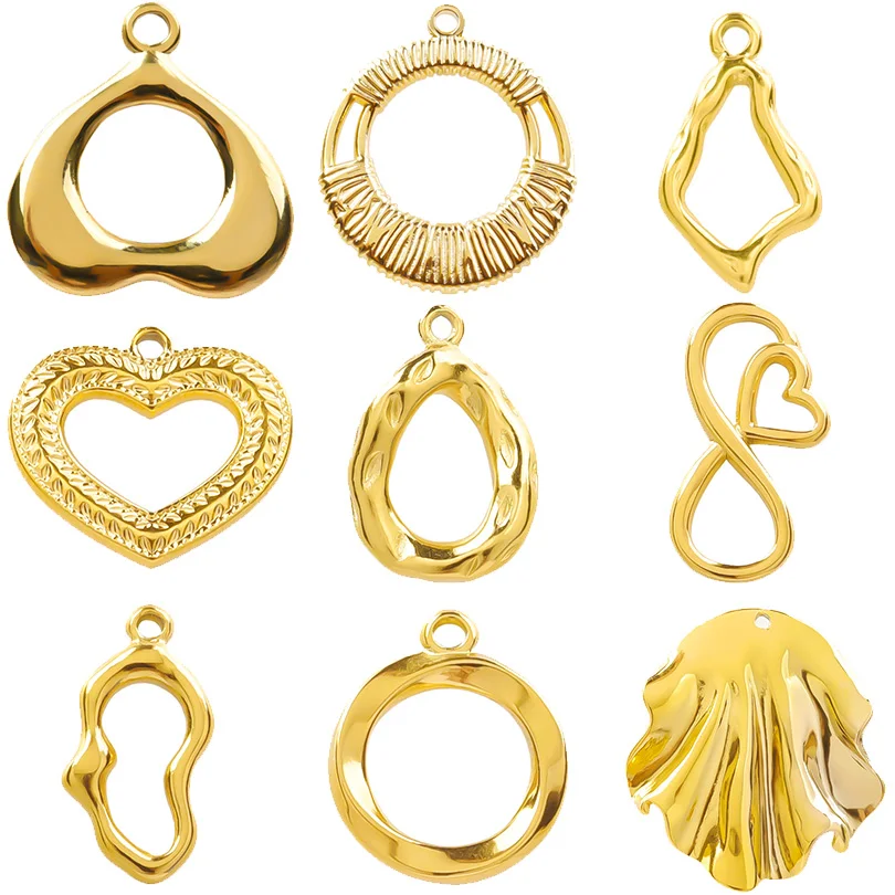 Luxury 10pcs 3D Irregular Graphic Pendant Charms Love Shaped Gold Color Rainbow DIY for Necklace Earring Findings Jewelry Making