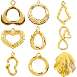 Luxury 10pcs 3D Irregular Graphic Pendant Charms Love Shaped Gold Color Rainbow DIY for Necklace Earring Findings Jewelry Making
