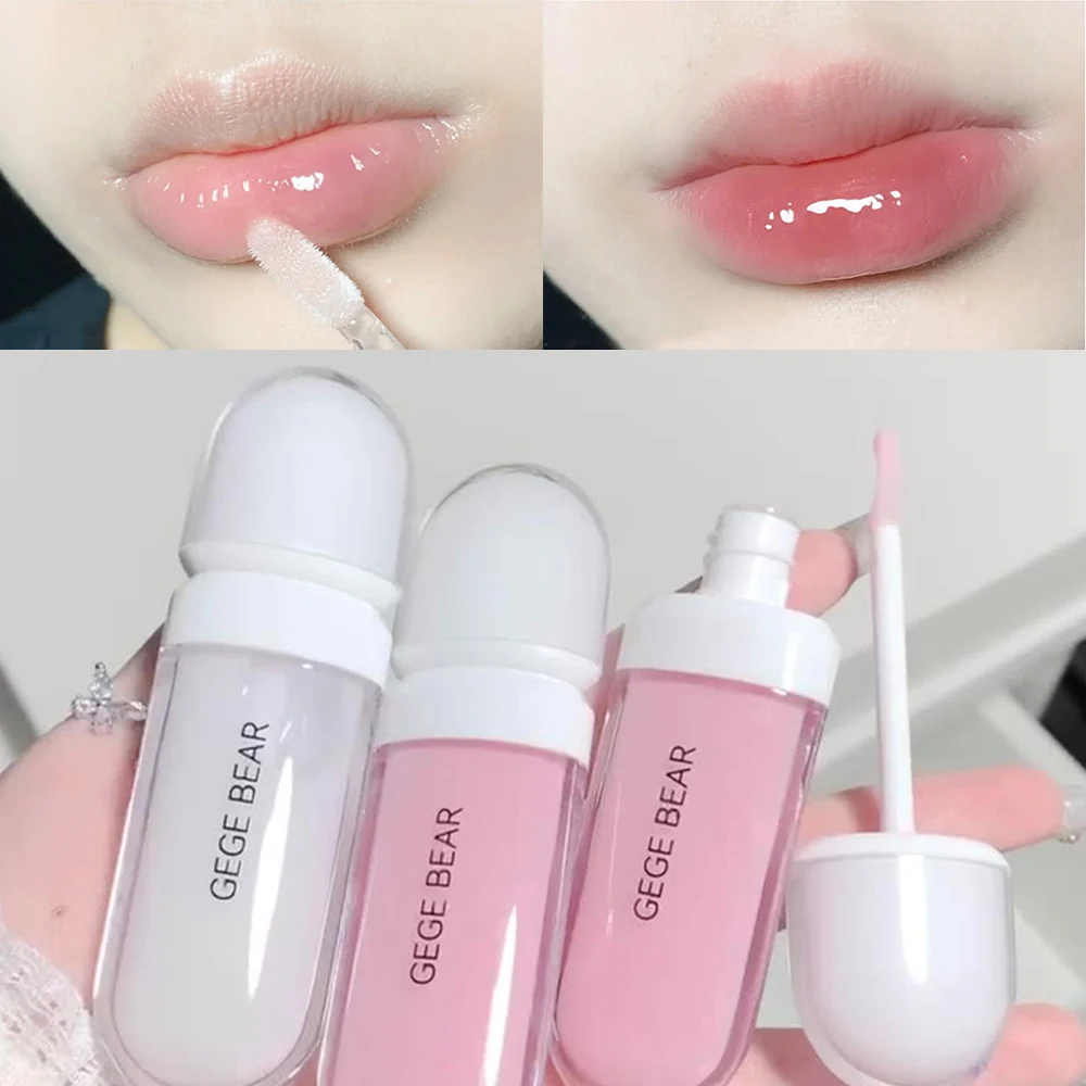 Women Clear Moisture Lip Gloss Lip Oil Plumping Base Hydrating Moisturising Care Liquid Lip Balm Makeup Lines Lips Jelly Glaze