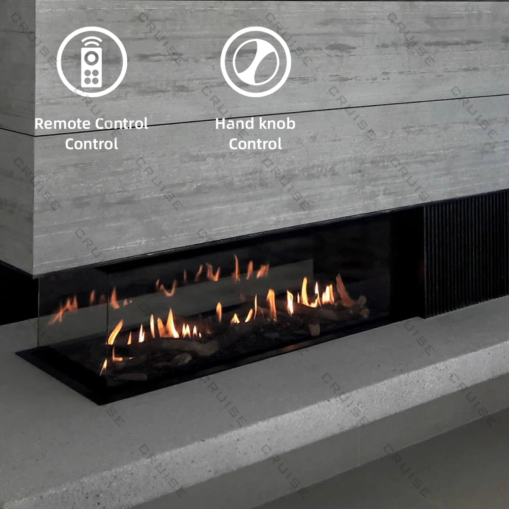 CRUISE 60 Inch 1524x720x380mm Indoor Metal and 3-Sided Glass Linear Natural Gas LPG/LNG Fireplace Home Gas Fireplaces Stoves