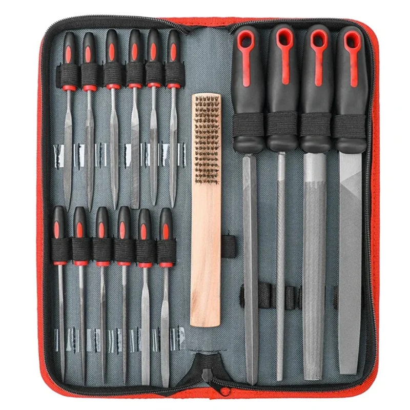 

ABKP-Wood File Kit 16Pcs For Metal Hand File Set With Brush Steel Files Double Pattern Files Large Small For Metal Files Work