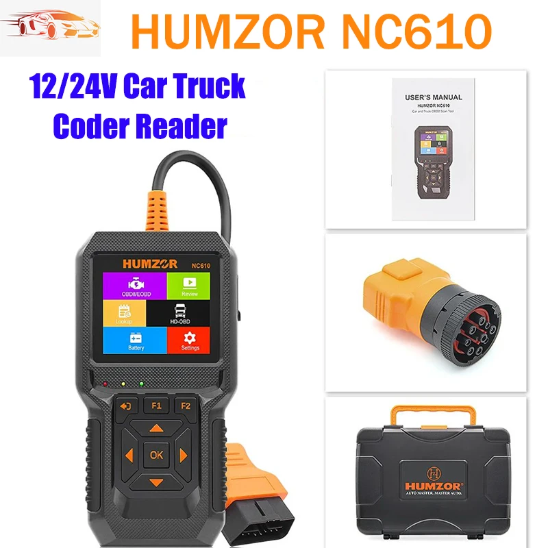 HUMZOR NC610 12V/24V for Scani a Truck Code Reader OBD 2 Engine J1939 For Car Auto Scanner ODB2 OBD2 Diagnostic Auto Tool