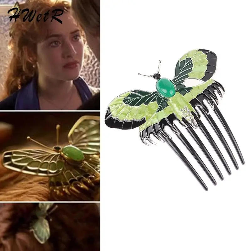 Elegant Titanic Butterfly Hair Combs Hair Clips For Women Retro Long Teeth Slide Hairpins Hair Accessories