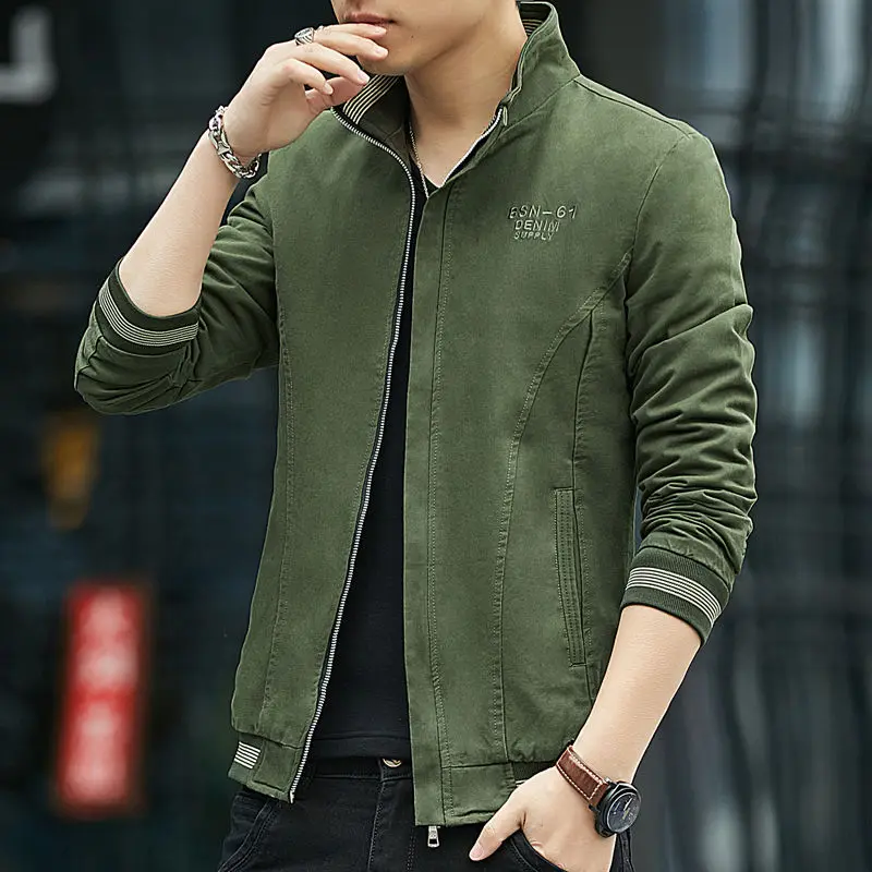 

Men Jacket New Casual Slim Fit Korean Style Fashion Clothes Handsome Men Jacket Fleece-Lined Men Clothing