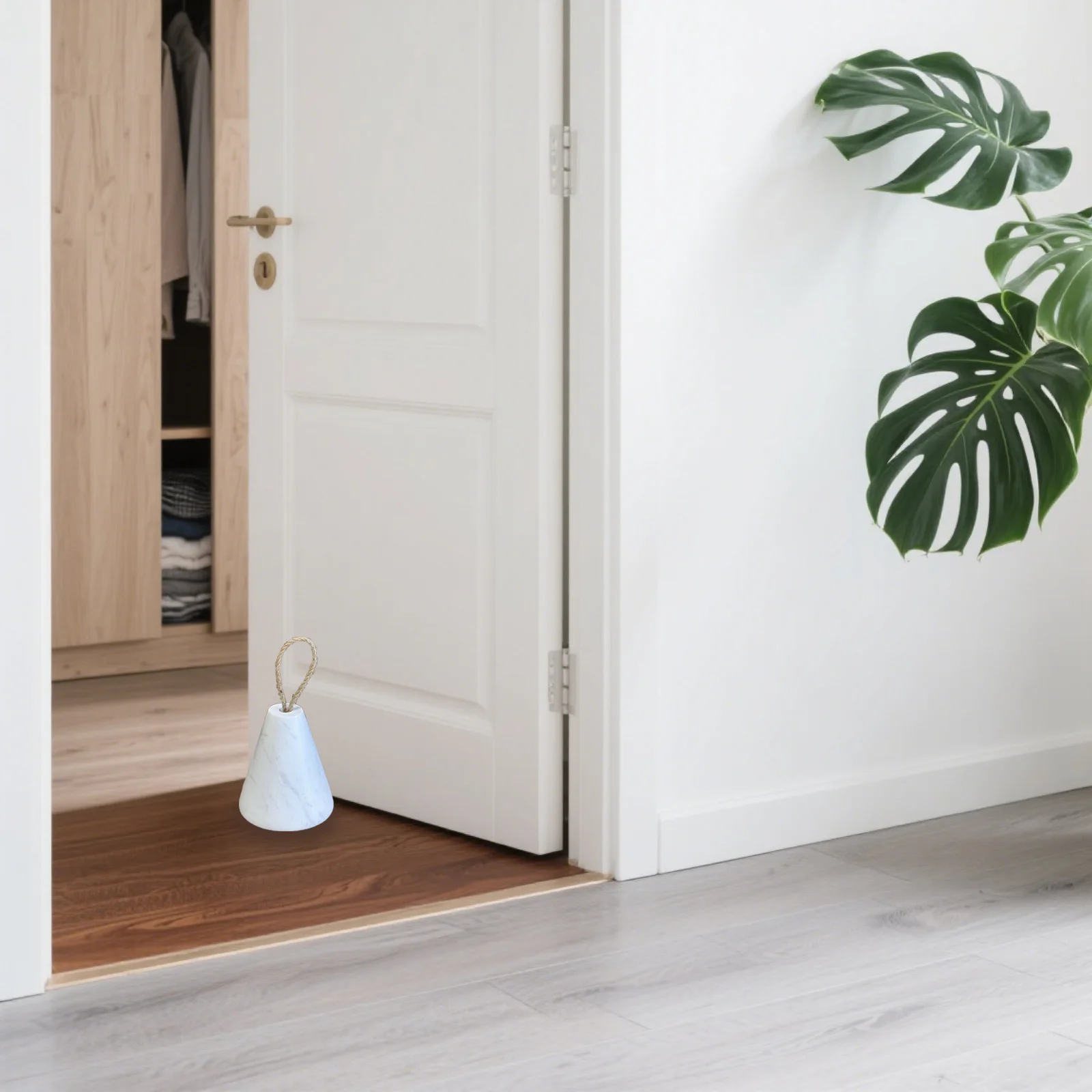 إسفين باب من الرخام الطبيعي البسيط - كتلة حجرية بيضاء معاصرة للأبواب المنزلقة والتأرجح |   ديكور المدخل الحديث