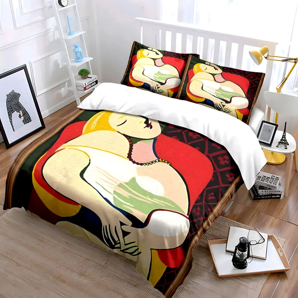 Abstract painting of sleeping woman Bedding Set for Kids Luxury Gift 3pcs Digital Print Comforter Set Soft Comfortable