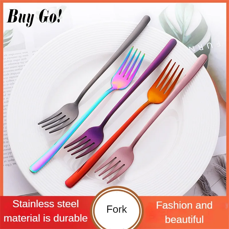 10~40PCS Long Handle Fork Multipurpose Easy To Clean Stainless Steel Kitchenware Fork Not Easy To Break Durable 22.6g Tableware