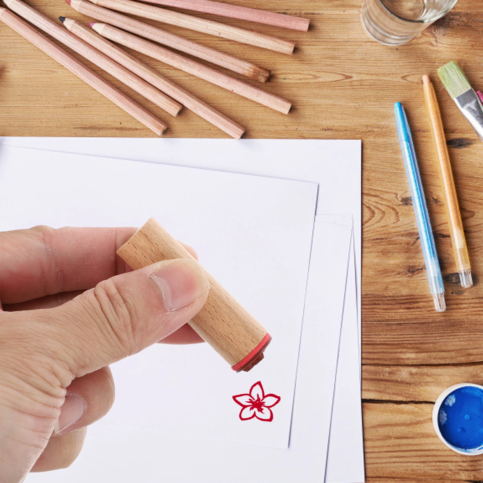 

4Pcs Vintage DIY Scrapbook Stamps Durable Wooden Seal Set for Diary Planner Craft Decoration Scrapbook Stamp Seal