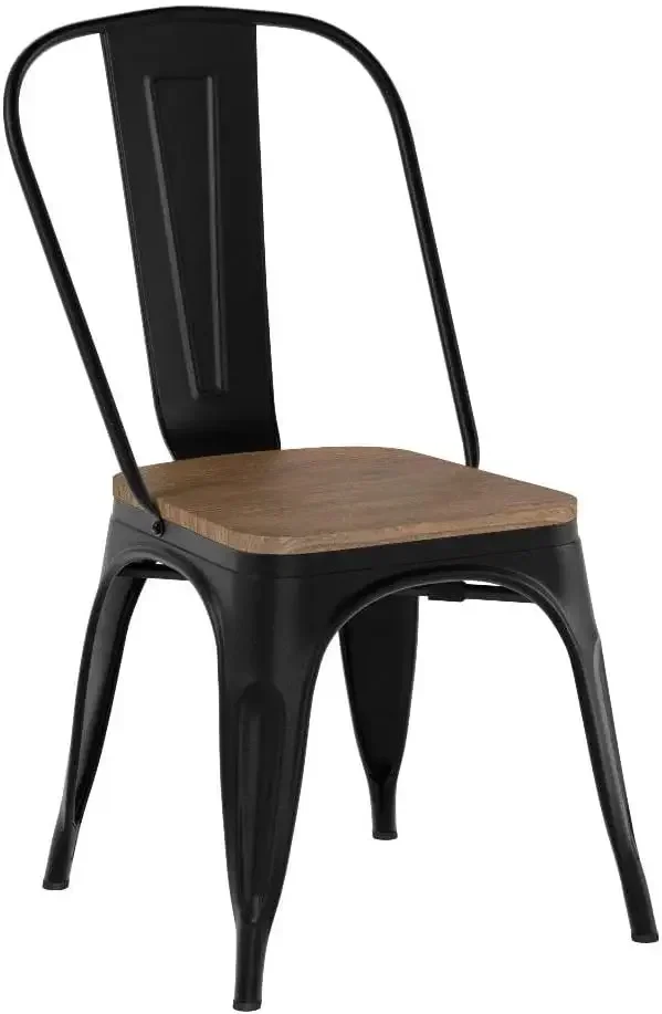 Chaise de salle à manger classique en métal de fer avec plateau en bois, siège, utilisation intérieure et extérieure, chaise de bar chic, tabouret de bar BCUR, chaise de café, 73 côtés