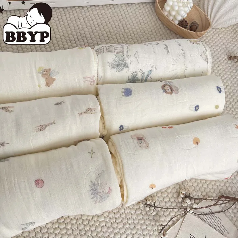 Manta de muselina de algodón y bambú de 4 capas, manta para bebé, urdimbre, Toalla de baño para recién nacido, gasa, envoltura para niños, saco de dormir, mantas para bebé
