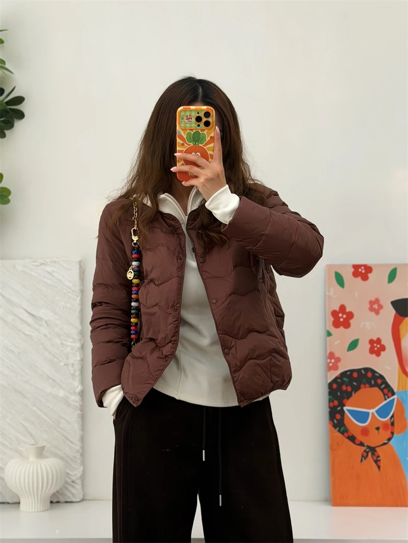 

Lightweight ort Du down Jaet Women's Quilted Bfle Pattern Coat Inner Wear Outer Wear Korean Sle Loose Fit Faion