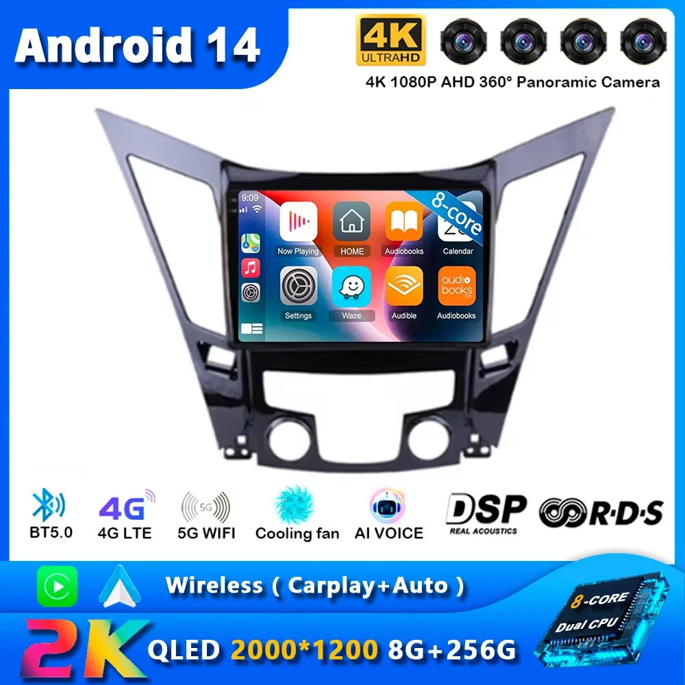 

Android 13 For Hyundai Sonata 6 YF 2009-2014 Multimedia Carplay Auto Car Head Unit Player GPS Navigation DVD 2DIN Radio Stereo