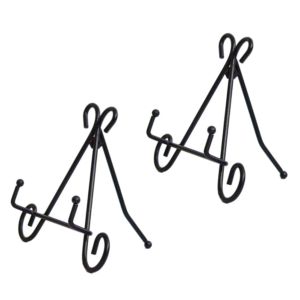 

2Pcs Iron Art Vertical Display Holder Black Adjustable European Style for Picture Frames Cookbooks Plates Iron Art Shelf