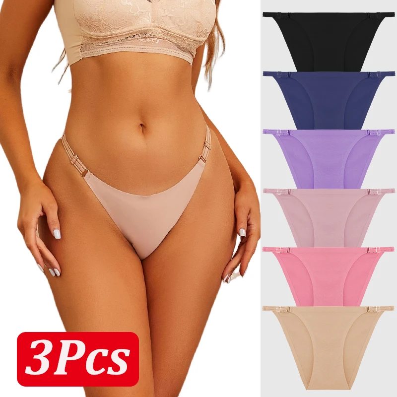 

3Pcs/Set Women's Adjustable Waistband Panties Sexy Seamless Comfortable Solid Color Underpants Female High Quality Soft Lingerie