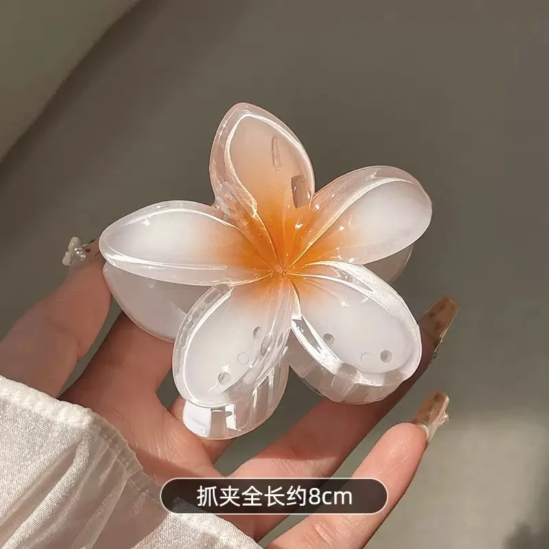 4/8 cm mehrfarbiges Blumen-Haar-Accessoire-Set mit Farbverlauf, Strand-Stil, Haarnadeln, Blumen-Klauen-Clip, Sommer-Blumen-Haarnadeln im hawaiianischen Stil – Detail 9