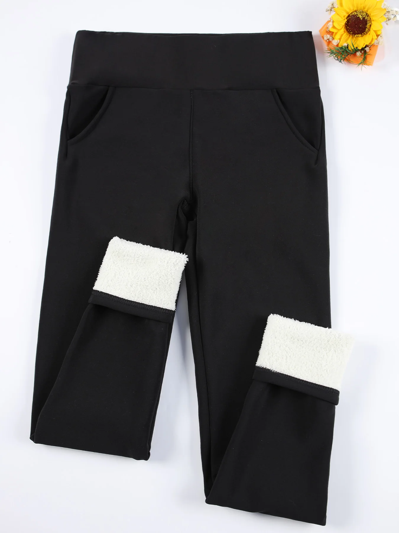 Mulheres leggings de veludo com bolsos outono inverno quente lã collants veludo cor sólida evitar frio leggings estiramento leggings