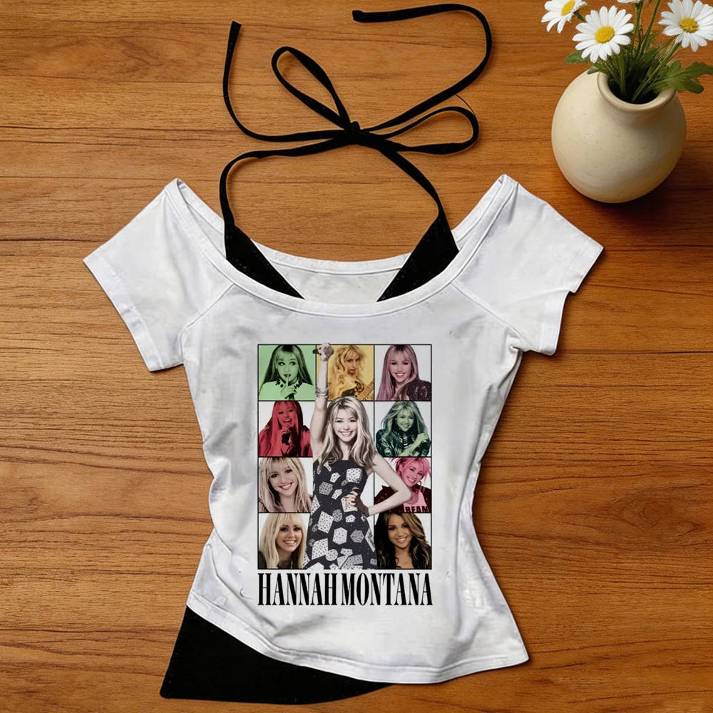 Hannah Montana crop top shoujo cheap clearance sales grunge scene  shirt manga graphic gothic