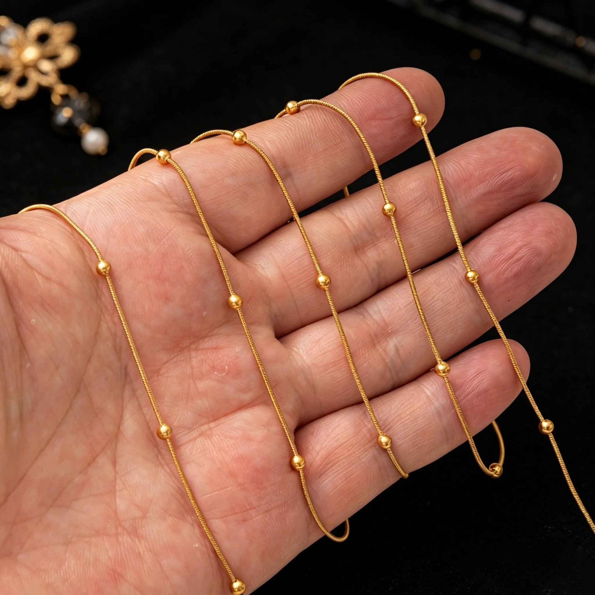 2 Meter Edelstahl Schlangenkette mit Kugelperlen für DIY Halsketten Armbänder Schmuckherstellung Zubehör Bastelbedarf – Detail 4