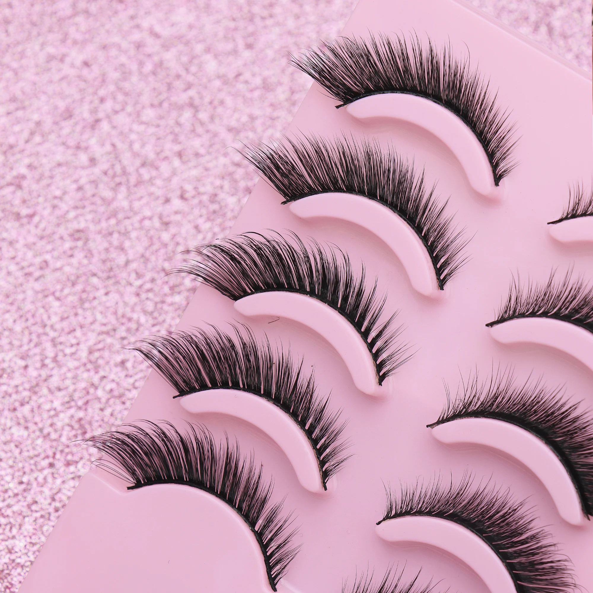 5 Pairs Strip False Eyelashes, Wispy Fox Eye Flared Outer Corner Eye Tail Lashes, Soft Natural Elongated Fake Eyelashes, Reusable Eye Lashes Suitable for Evening and Photoshoot Styling