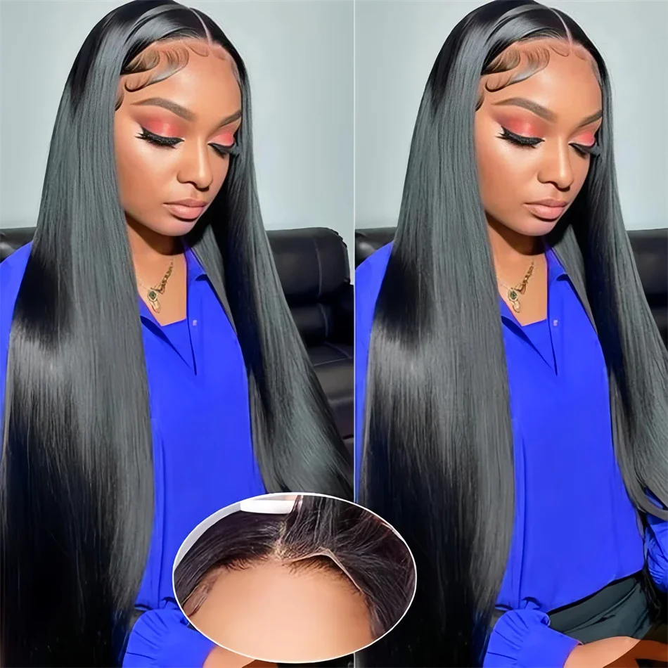 

34 36 38Inch Glueless Wigs Straight Human Hair Brazilian 6x4 5x5 Lace Closure Wig Pre Cut For Black Women 13x4 HD Lace Front Wig