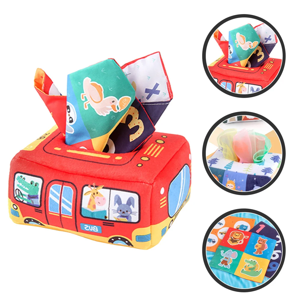 Scatola per fazzoletti in tessuto Esercitatore per mani per neonati Strumento di illuminazione per puzzle di riconoscimento della forma colorata per stimolazione sensoriale dei neonati