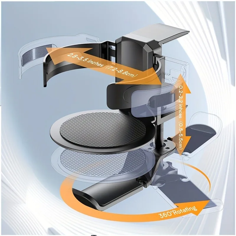 360° Rotating 2-In-1 Desk Clamp Adjustable Cup Headphone Holder with Cable Organizer Durable Aluminum Alloy Easy Install