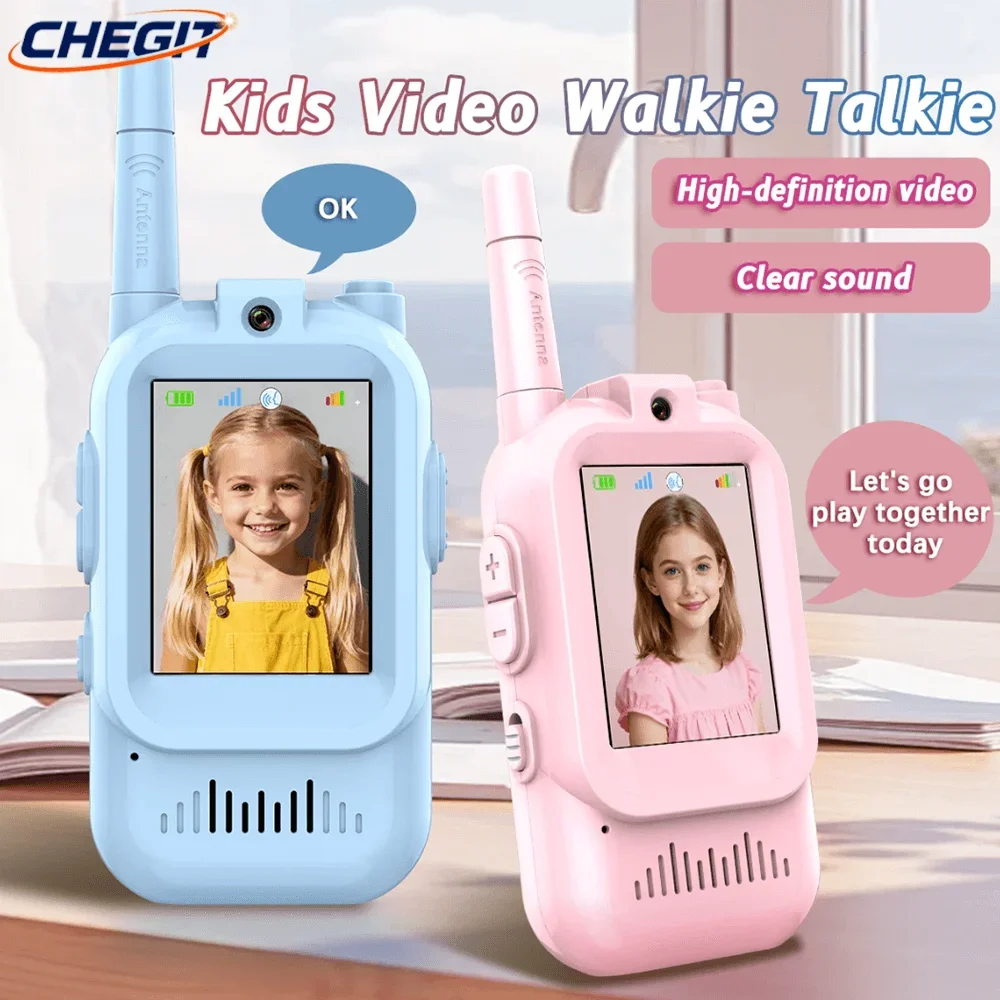 

2PCS JK200 Walkie Talkie for Kids with Video Rechargeable Clear Sound Voice Changer Long Range Christmas Birthday Gift for Boy