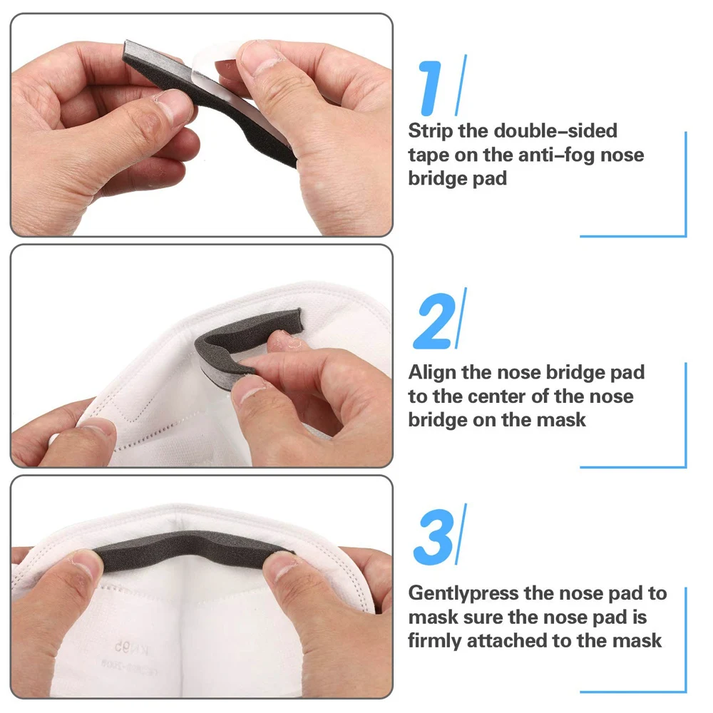 

50 шт. мягких полосок против запотевания для очков, волшебные губчатые полоски от запотевания, одноразовые 3D самоклеящиеся накладки на переносицу для масок