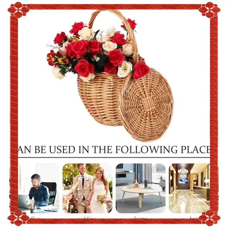 

24-Hour Delivery Handwoven Wicker Basket Natural Rattan Picnic For Outdoor Decorative Storage, Portable Household Fruit Containe