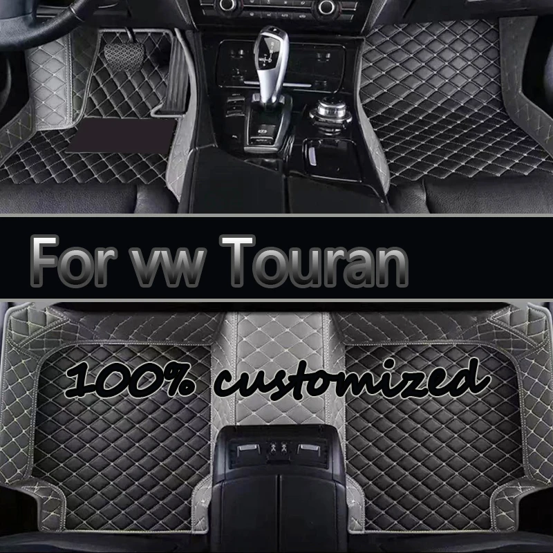 Leather Car Floor mats for vw Touran 2015 2014 2013 2012 2011 2009 2008 2007 2006 Carpets Rugs Pads Interior Parts Accessories