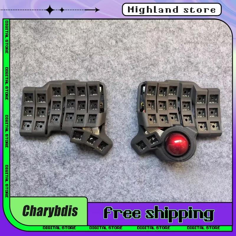 

Charybdis Nano Curved Split Keyboard Kit Custom Trackball Wireless Bluetooth Split Mechanical Keyboard Kit Hot Swap No RGB Kits