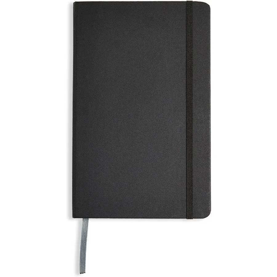 Cuaderno clásico forrado, tapa dura de 240 páginas, 5 x 8,25 pulgadas, negro
