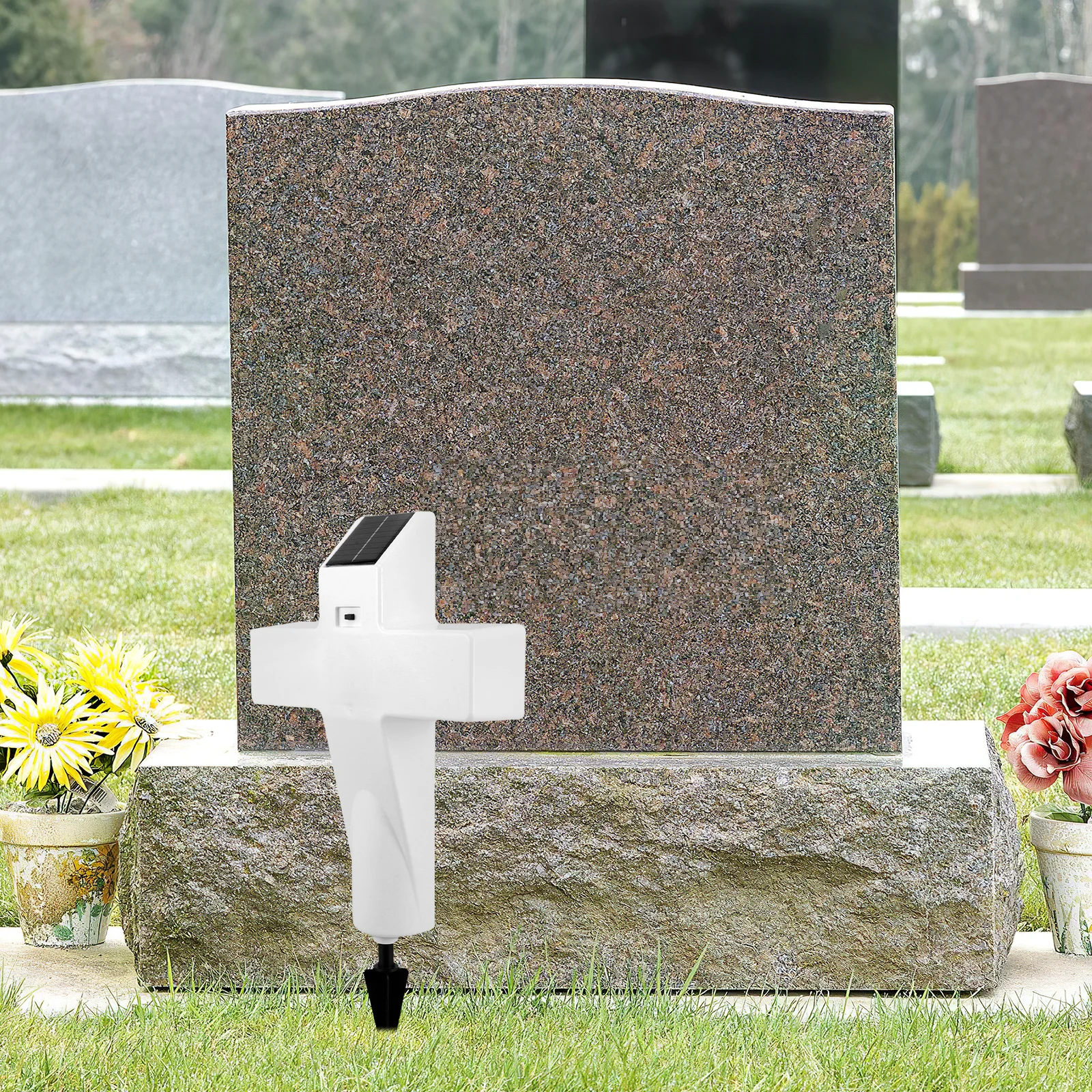 

Cross Solar Lighted Cross Light Plastic Cemetery Decoration Solar Powered Landscape Lighting Grave Markers
