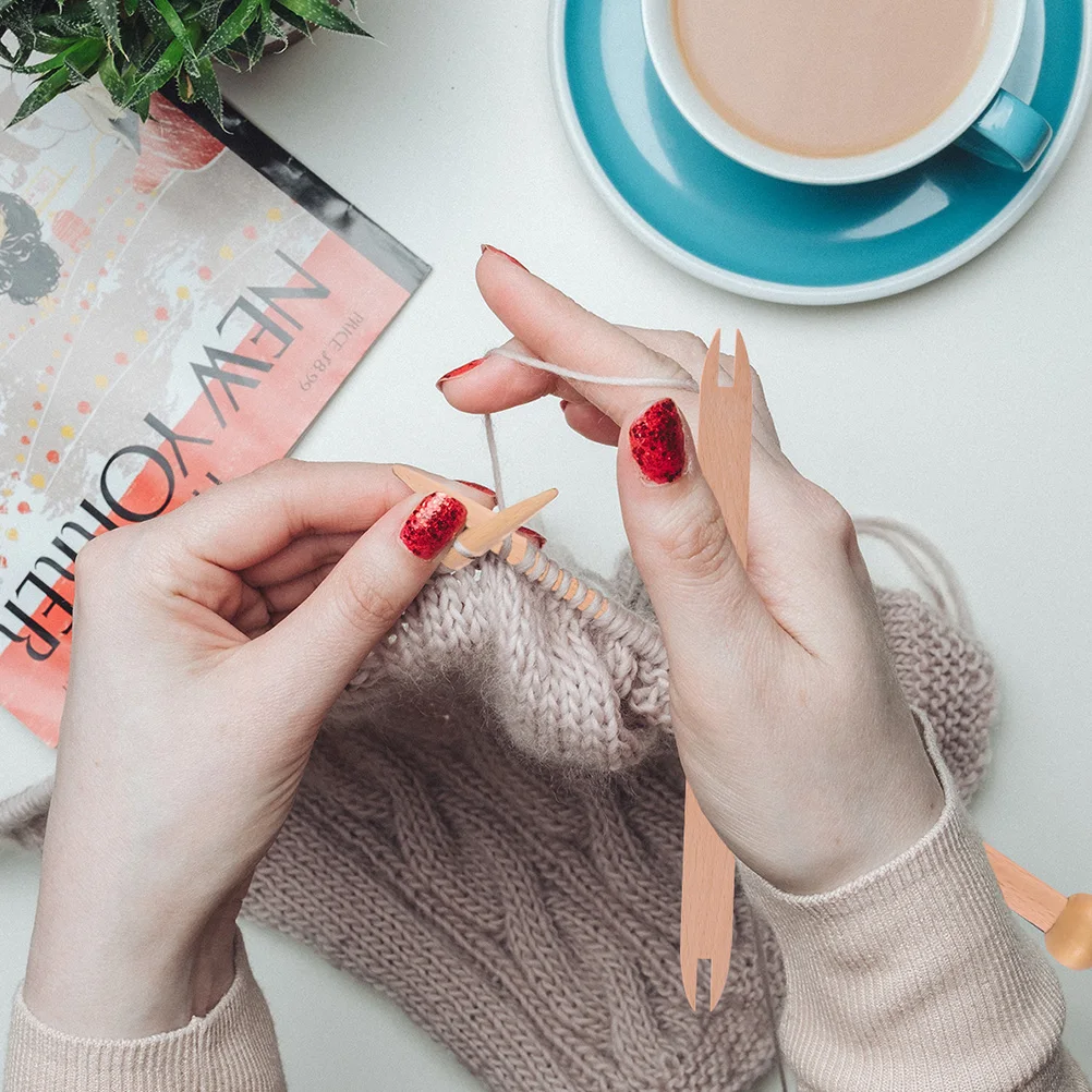 

Wooden Knitting Needle Weaving Stick DIY Sewing Accessories Natural Shuttles Woven Basket Smooth Surface Crochet Tools