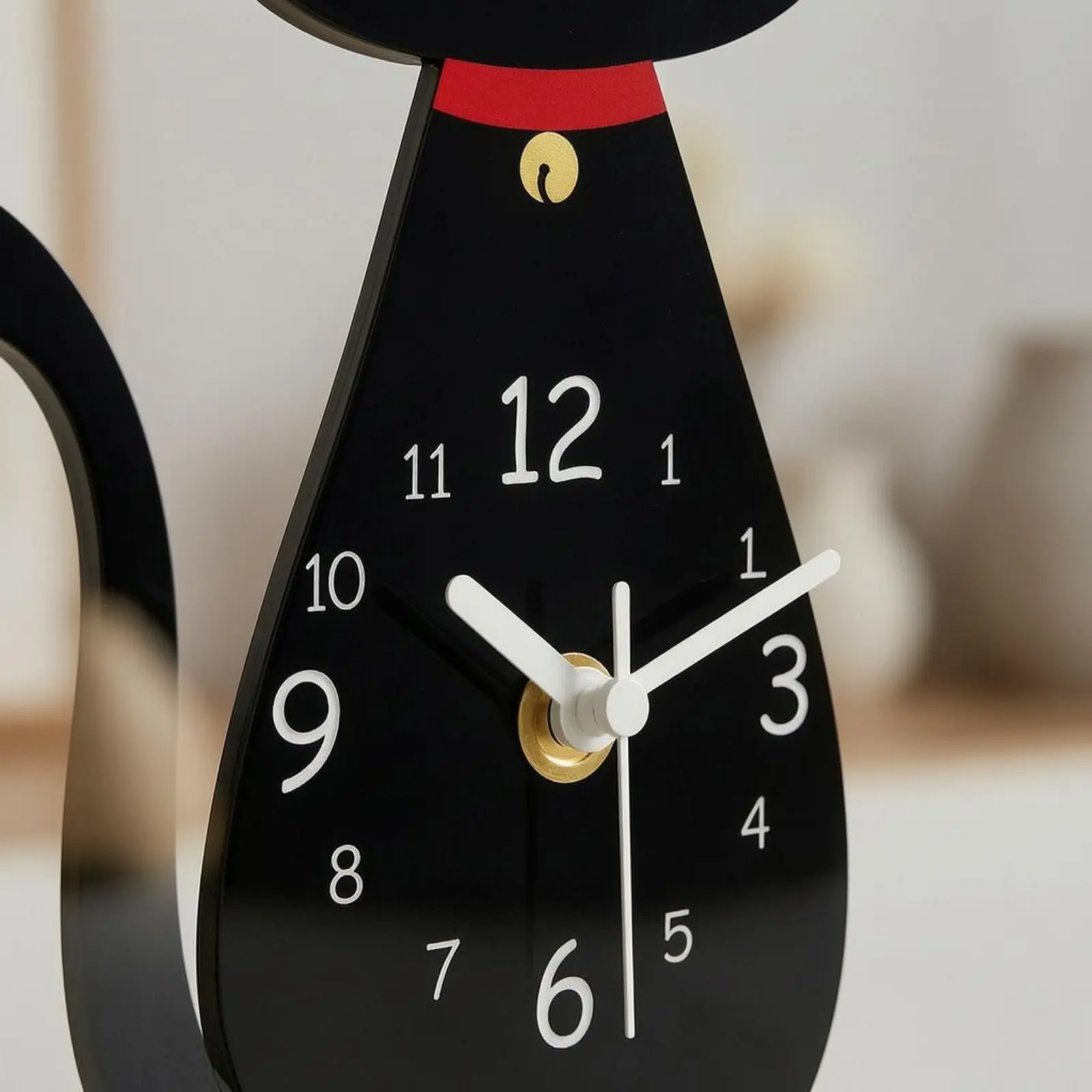 Acrylic Feline Timepiece Analog Feline Desk Timepiece Home Decor White Numerals Decorative Item Compact