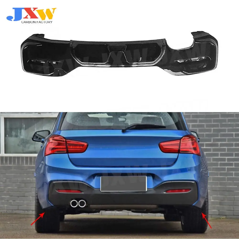 

ABS Gloss Black/Carbon Look Car Rear Diffuser Bumper Lip Diffuser Spoiler For BMW 1 Series F20 M Sport M135i M140i 2015-2018