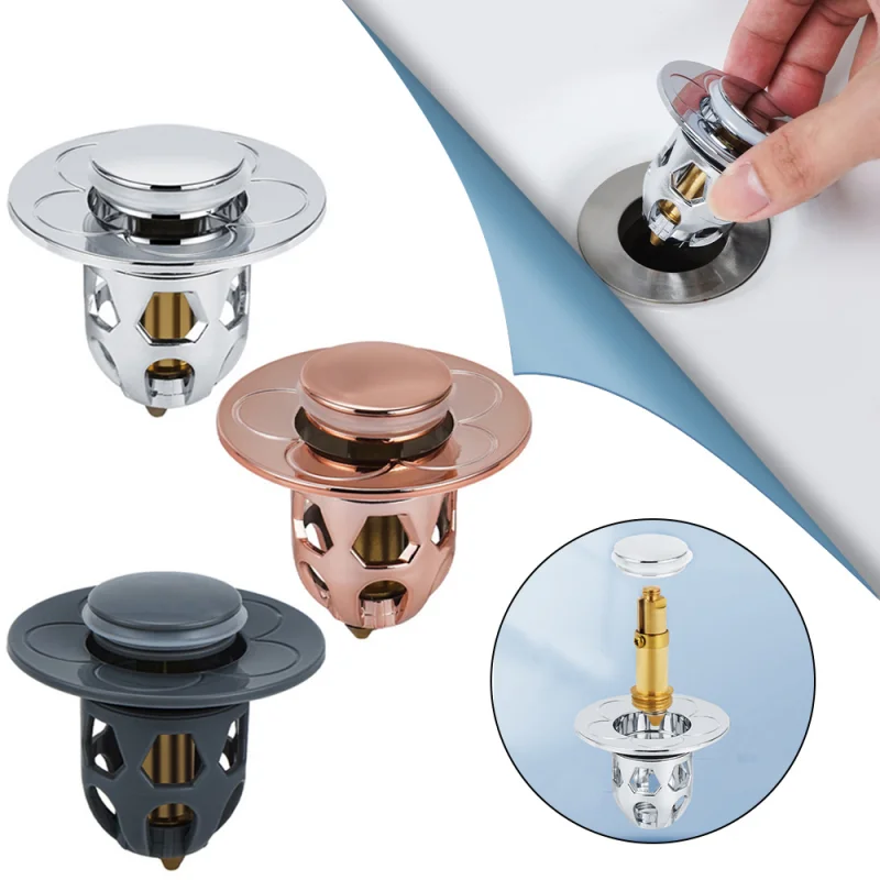 Universal Stainless Steel Basin Bounce Core Basin Drain Filter Hair Catcher Sink Strainer Bathtub Stopper Bathroom Tool