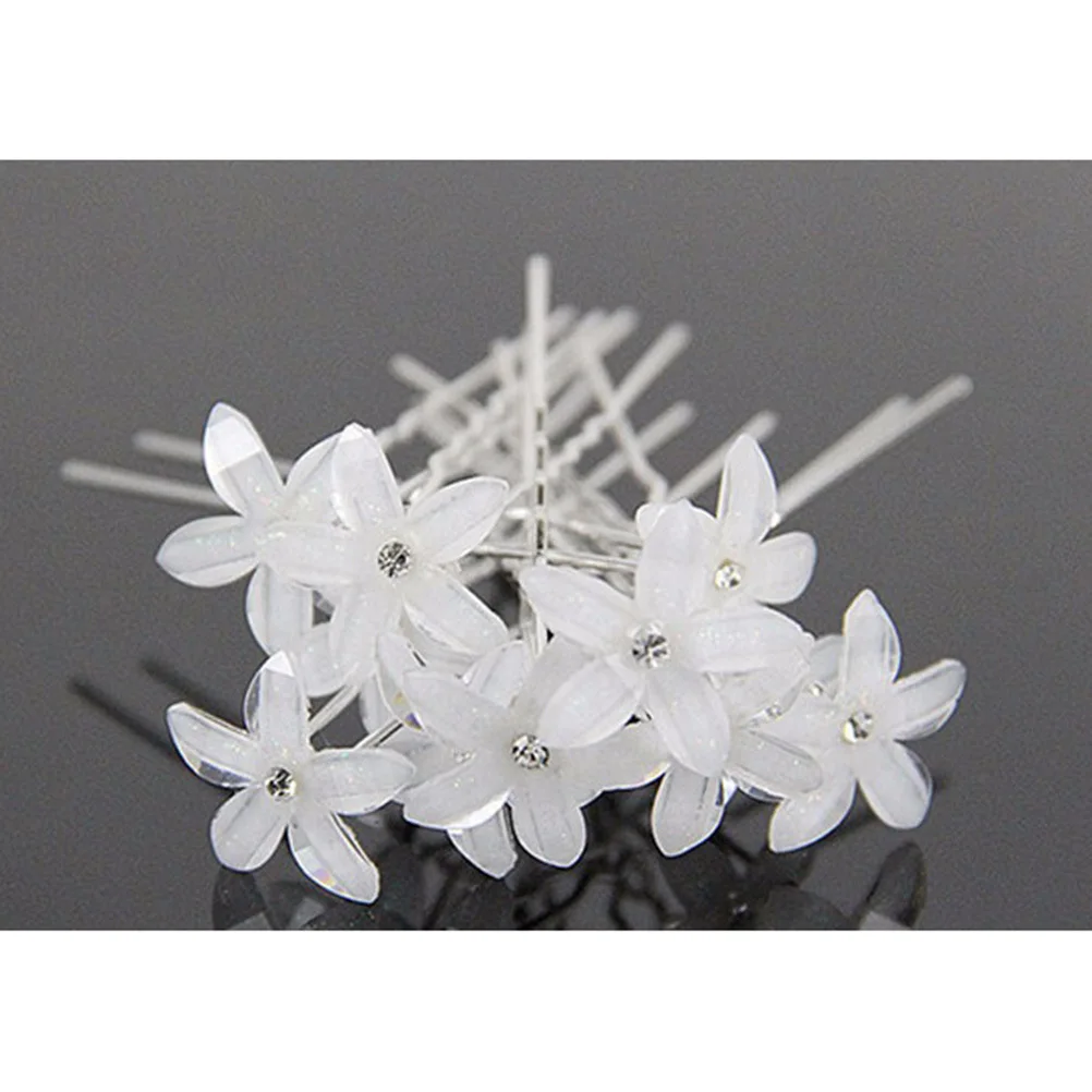 

20Pcs Pearl Floral Hairpins Rhinestone U-Shaped Hair Clips Bridal Wedding Accessories Bridesmaid Party Wedding Hairpin