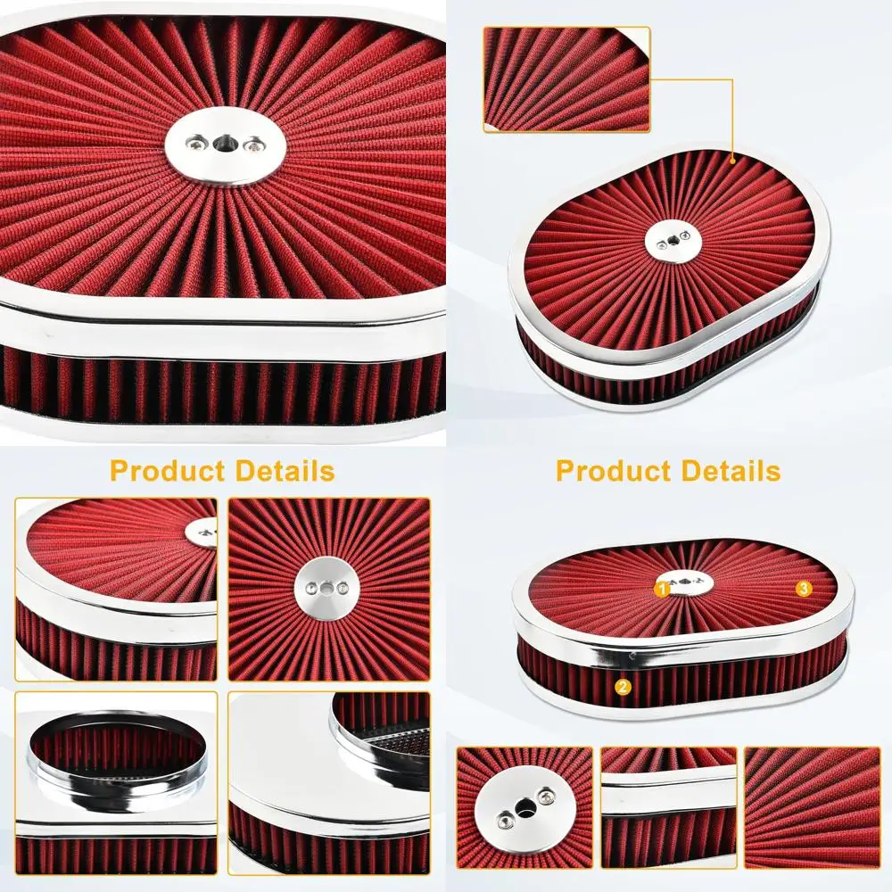 

Овальный многоразовый моющийся воздушный фильтр 12 x 2, для карбюратора 5-1/8, двигателя V8, совместим с различными возможностями
