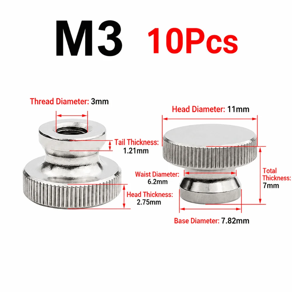 High Quality 304 Stainless Steel Knurled Nut M3 M4 M5 M6 M8 M10 GB806 Standard Thumb Nut Adjustment Nut