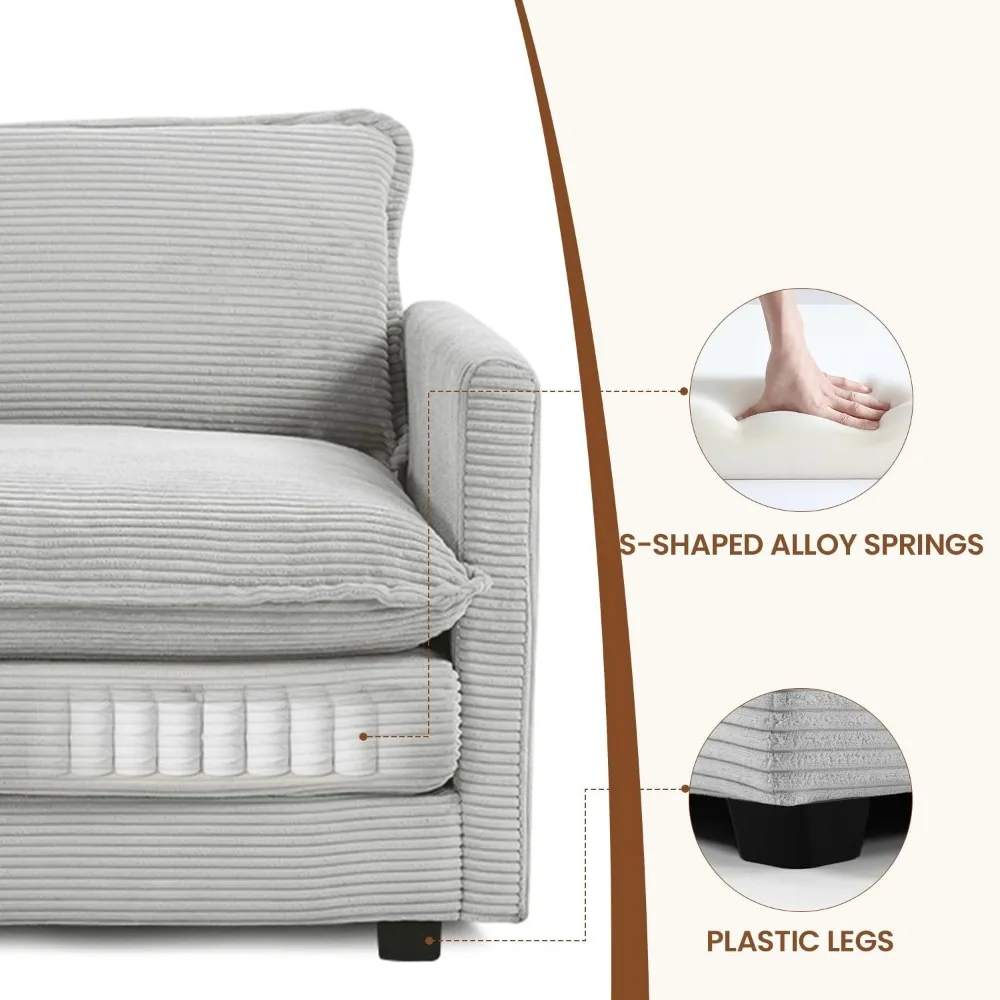 أريكة نوم حديثة من سروال قصير مع وسائد رمي، أريكة مريحة قابلة للتحويل لغرفة المعيشة