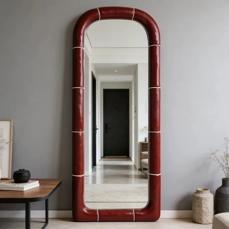 Nordic Luxury Home Decoration Living Room Full-Length Mirror Customization Art Design Dopamine Color High-Definition Mirror