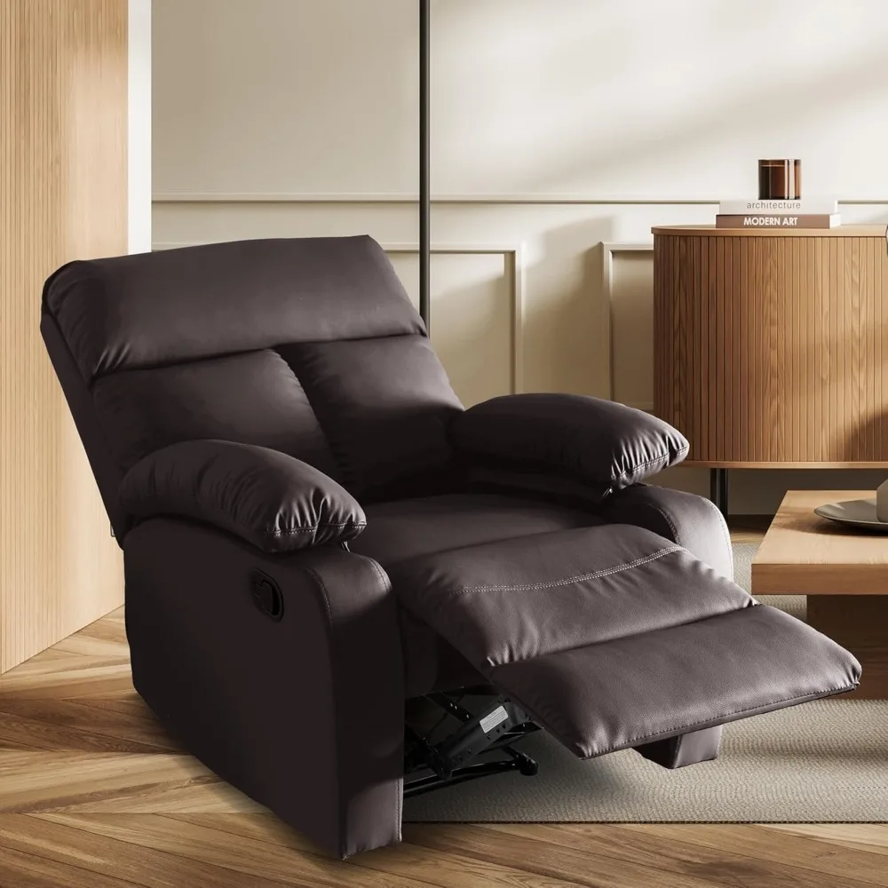 

Manual recliner, small recliner for small Spaces with thickened arms and backrest, lazy recliner, brown upgrade