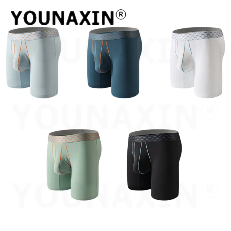 

Men's Underwear Long Leg Boxer Briefs Ice Silk Gym Training Fitness Shorts Boy Sports Underpants Quick Dry EU Size M L XL 2XL