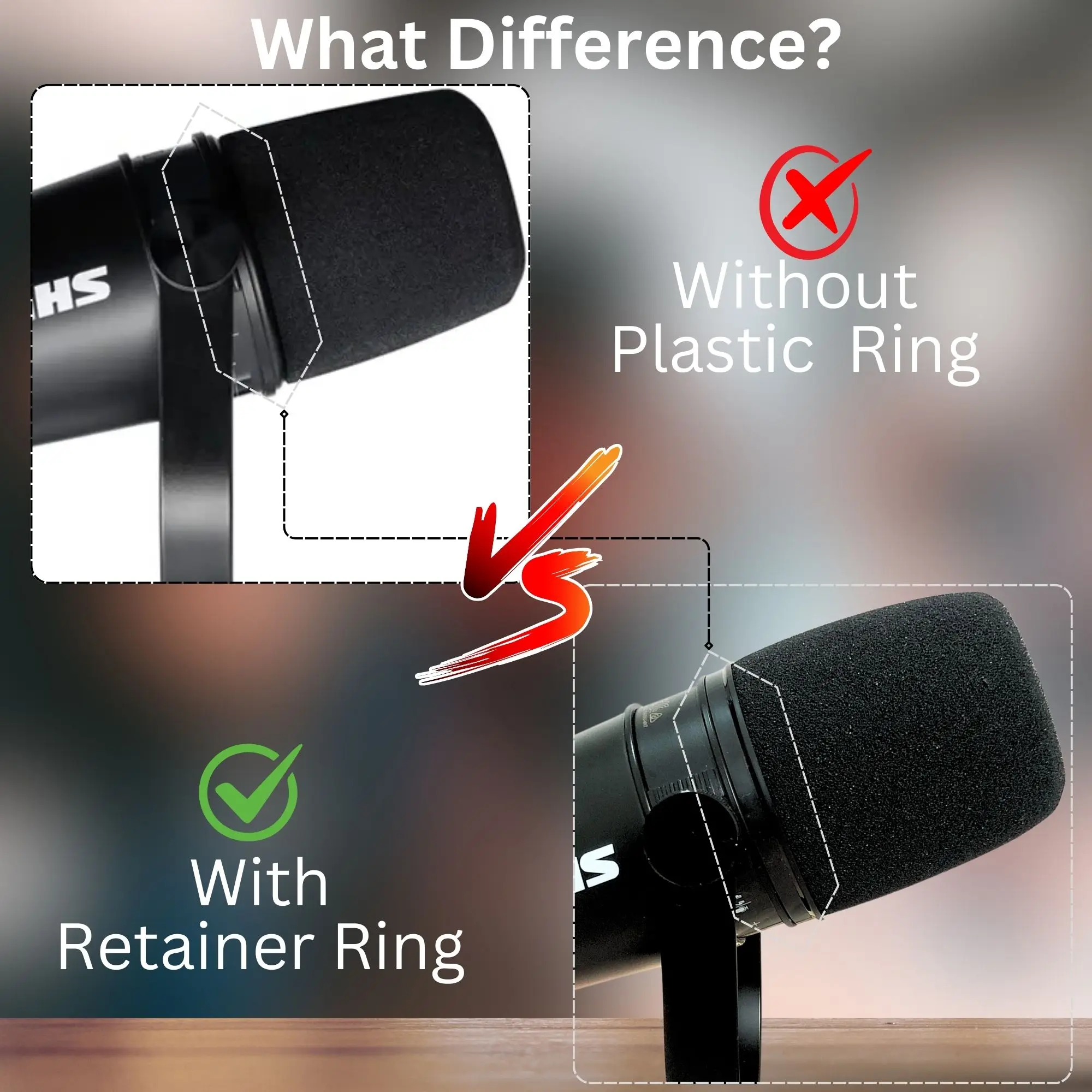 Filtro in schiuma MV7 per Shure MV7/MV7X/MV7i/MV7+ Braccio del braccio del microfono Filtro pop nero Sponage Copertura Anello base Sostituzione del parabrezza