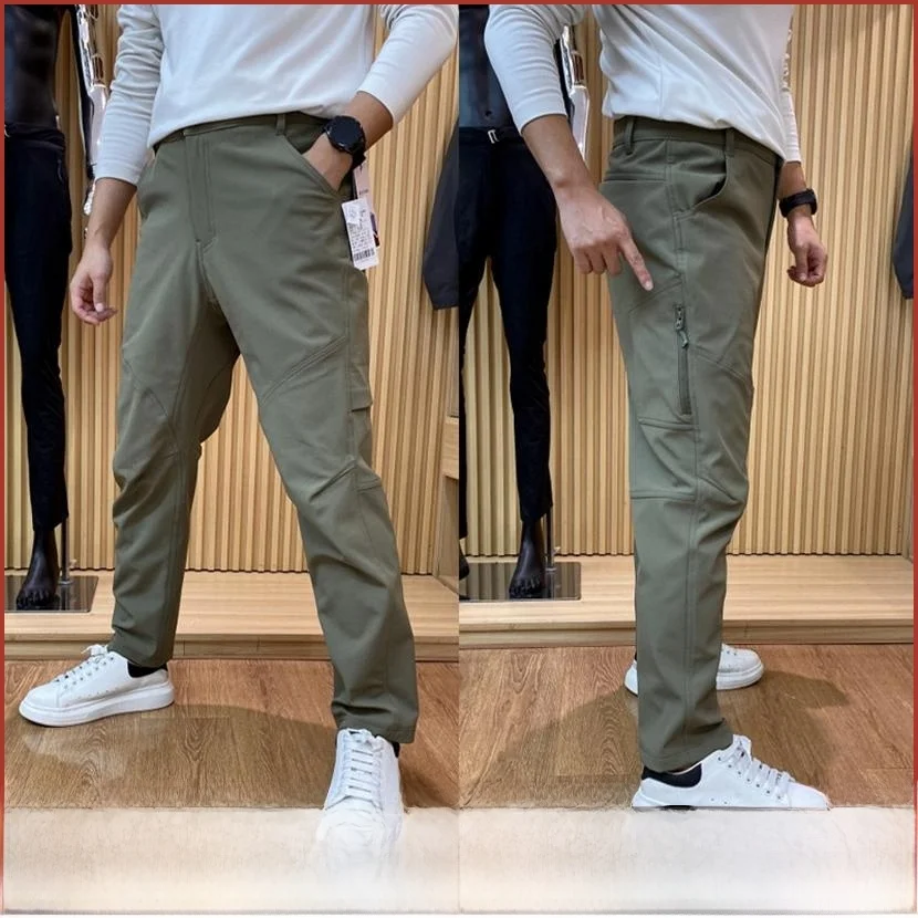 

Мужские осенне-зимние мягкие брюки-карго на подкладке, повседневные брюки с прямыми штанинами, молодежные витали, однотонный узор