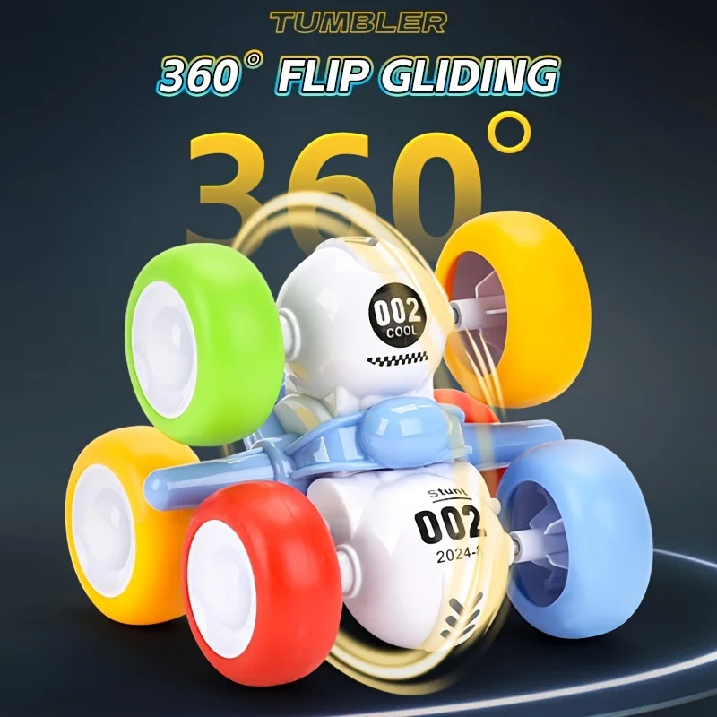 Carro de brinquedo dublê movido por inércia com 360 °   Flip Action, veículo de copo inovador para crianças, carro de truque durável de 6 rodas para meninos e meninas