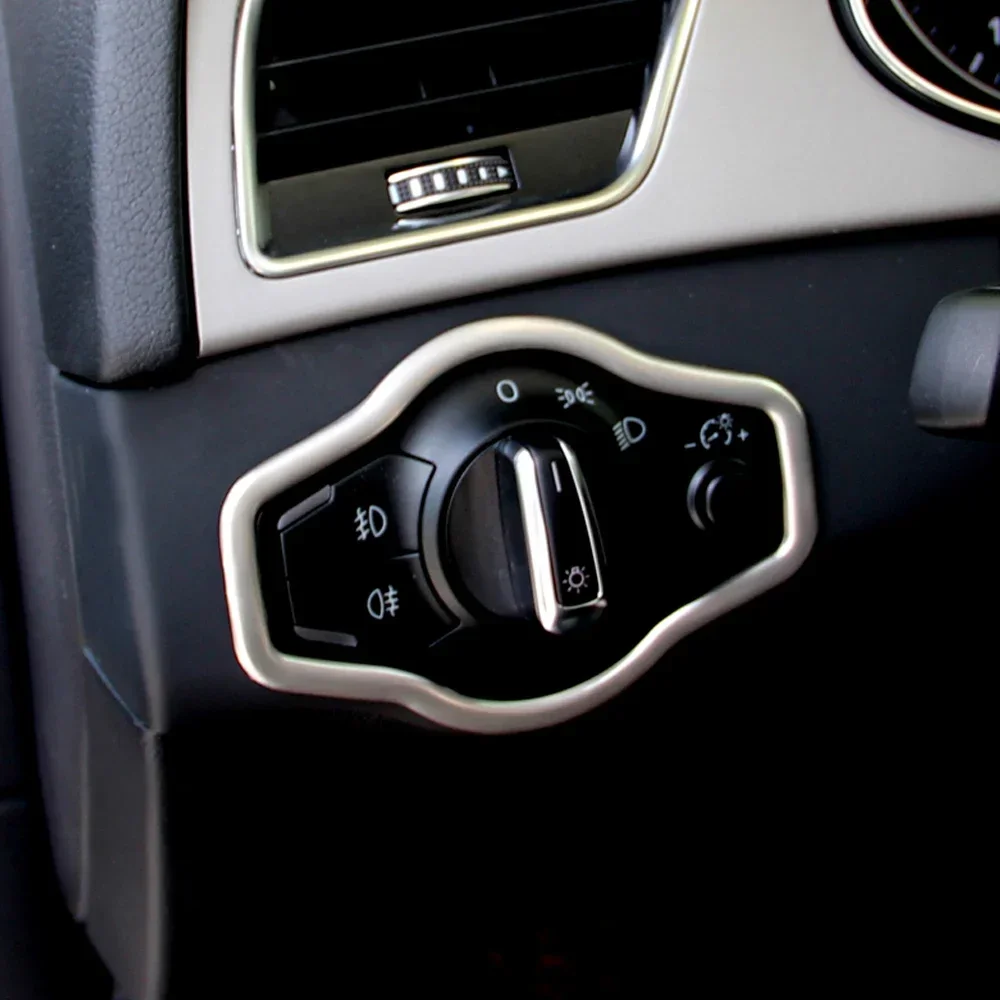 Car headlight switch panel decorative frame cover trim stainless steel strip interior molding for Audi A4 Q5 A5 2010-2015