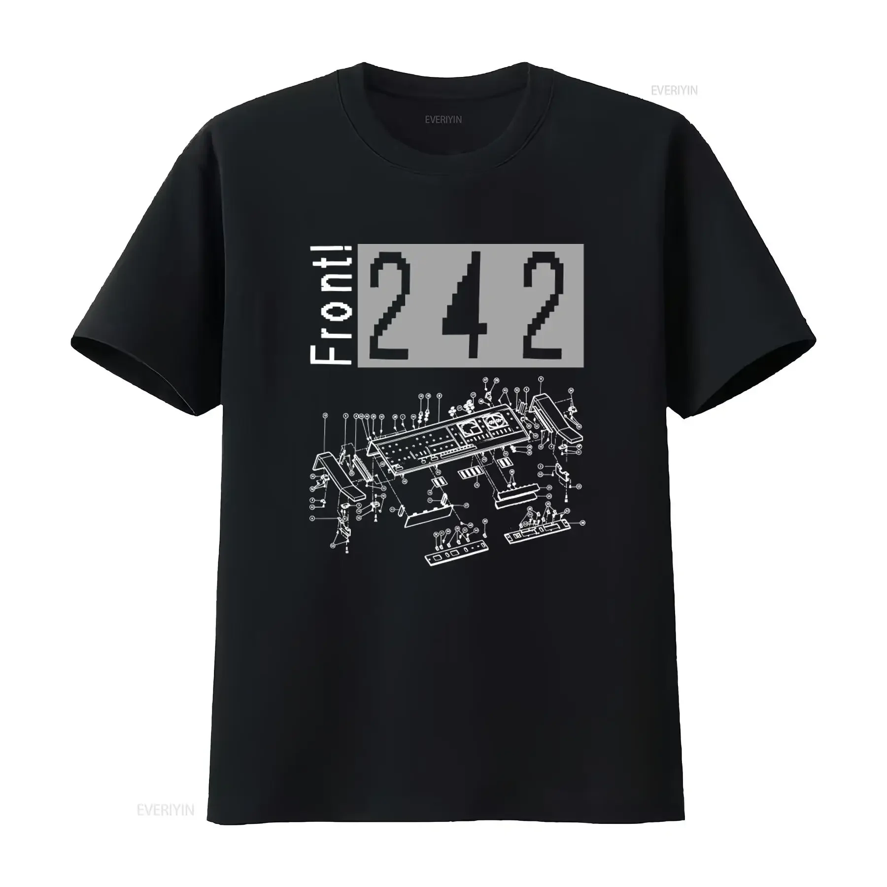 FRONT 242 Double Sided Wax Trax XL Black Concert T Shirt Print vintage Washed homme Stretched Versatile Casual Soft Breathable