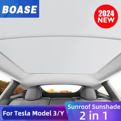 Para tesla modelo 3 y 2021-2024 nova atualização pano de gelo fivela sun shades vidro telhado pára-sol dianteiro traseiro teto solar clarabóia